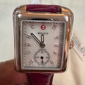 MICHELE Deco Women’s Watch with Alligator leather strap